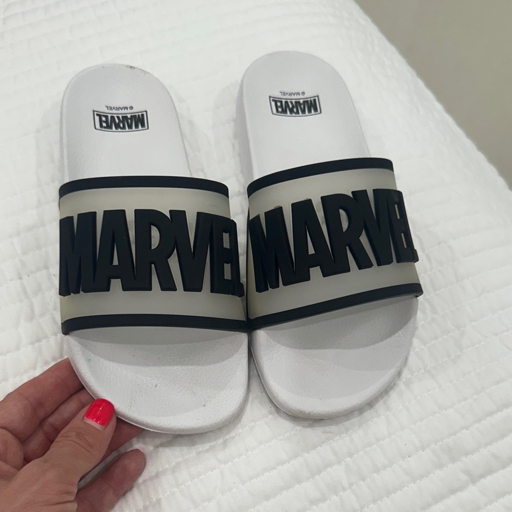 Marvel Black and White Slide Sandals